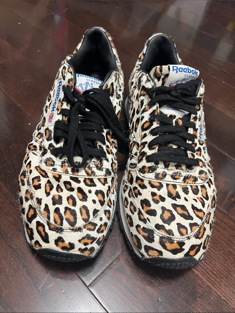 Reebok Leopard Print Lace-Up Sneakers - Black/Tan/White - Picture 3 of 6